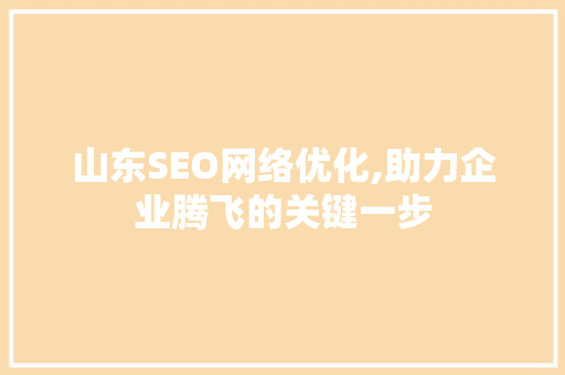 山东SEO网络优化,助力企业腾飞的关键一步