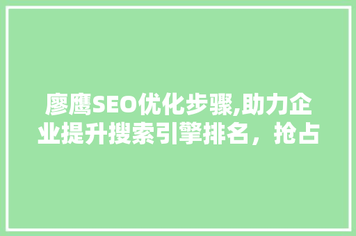 廖鹰SEO优化步骤,助力企业提升搜索引擎排名，抢占网络市场先机