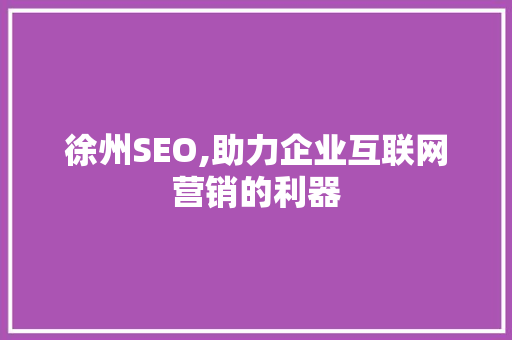 徐州SEO,助力企业互联网营销的利器
