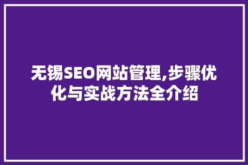 无锡SEO网站管理,步骤优化与实战方法全介绍