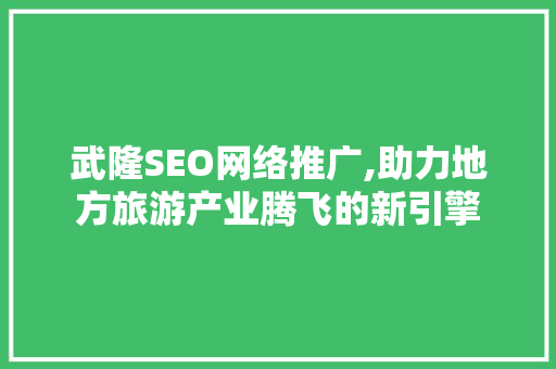武隆SEO网络推广,助力地方旅游产业腾飞的新引擎