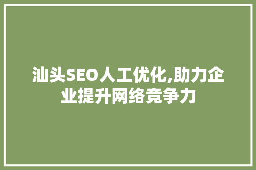 汕头SEO人工优化,助力企业提升网络竞争力
