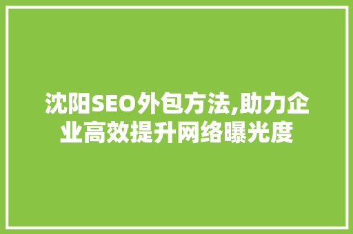 沈阳SEO外包方法,助力企业高效提升网络曝光度