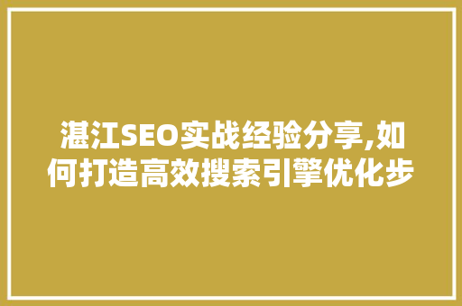 湛江SEO实战经验分享,如何打造高效搜索引擎优化步骤