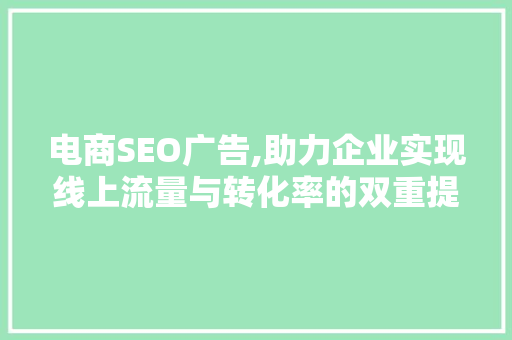 电商SEO广告,助力企业实现线上流量与转化率的双重提升