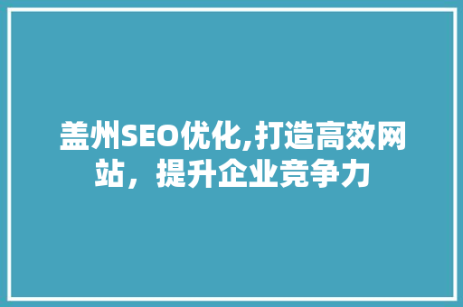 盖州SEO优化,打造高效网站，提升企业竞争力