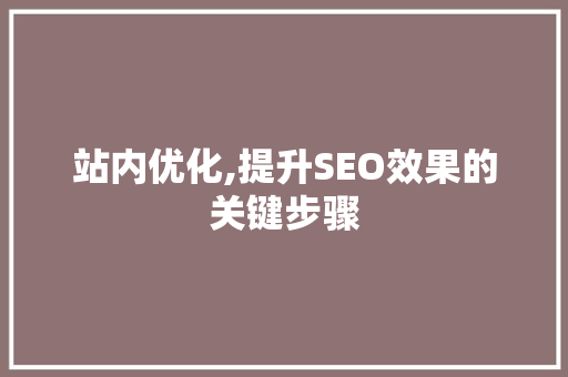 站内优化,提升SEO效果的关键步骤