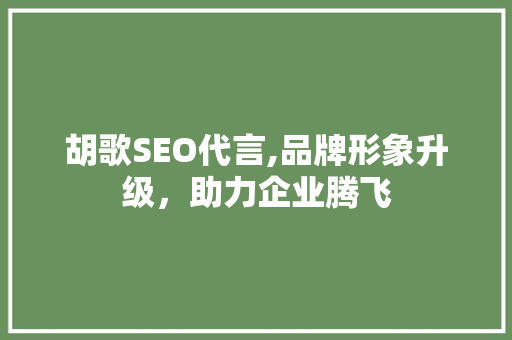 胡歌SEO代言,品牌形象升级，助力企业腾飞