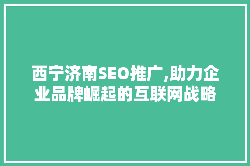 西宁济南SEO推广,助力企业品牌崛起的互联网战略  第1张