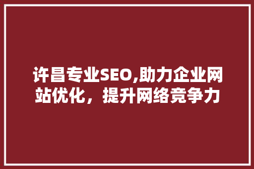 许昌专业SEO,助力企业网站优化，提升网络竞争力