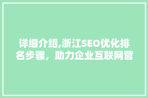 详细介绍,浙江SEO优化排名步骤，助力企业互联网营销腾飞