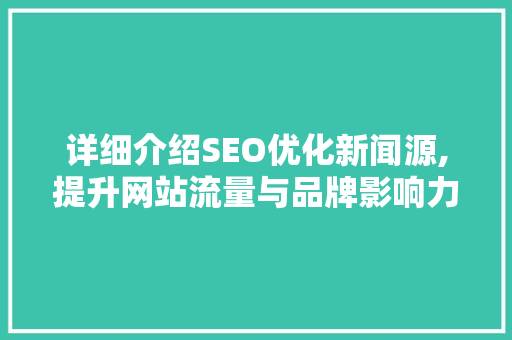 详细介绍SEO优化新闻源,提升网站流量与品牌影响力的关键步骤