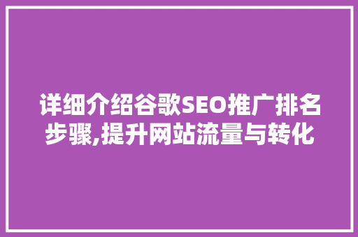 详细介绍谷歌SEO推广排名步骤,提升网站流量与转化率的方法