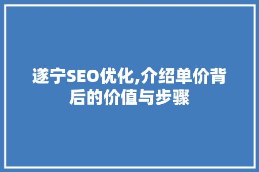 遂宁SEO优化,介绍单价背后的价值与步骤
