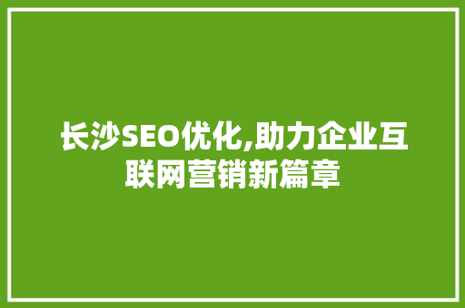 长沙SEO优化,助力企业互联网营销新篇章