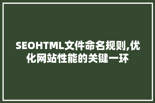 SEOHTML文件命名规则,优化网站性能的关键一环