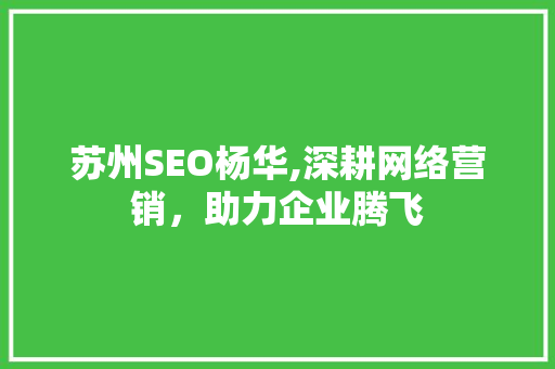 苏州SEO杨华,深耕网络营销，助力企业腾飞