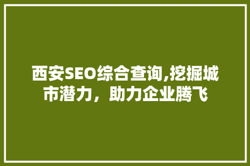 西安SEO综合查询,挖掘城市潜力，助力企业腾飞