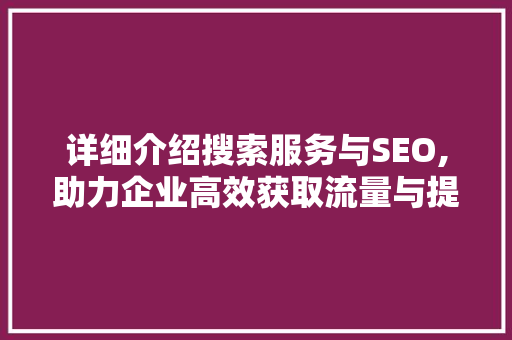 详细介绍搜索服务与SEO,助力企业高效获取流量与提升品牌影响力