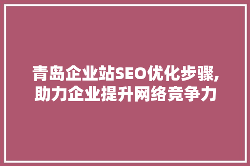 青岛企业站SEO优化步骤,助力企业提升网络竞争力