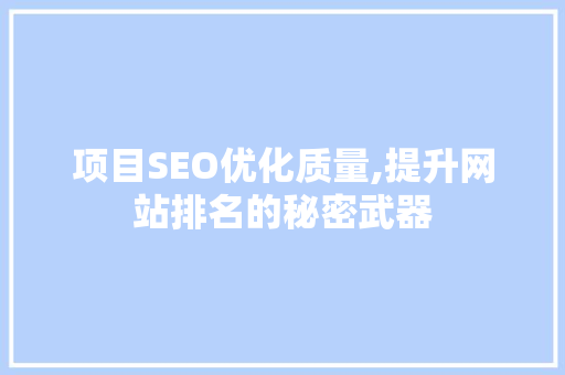 项目SEO优化质量,提升网站排名的秘密武器
