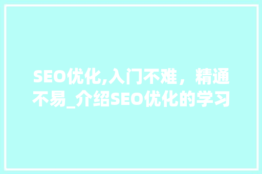 SEO优化,入门不难，精通不易_介绍SEO优化的学习之路