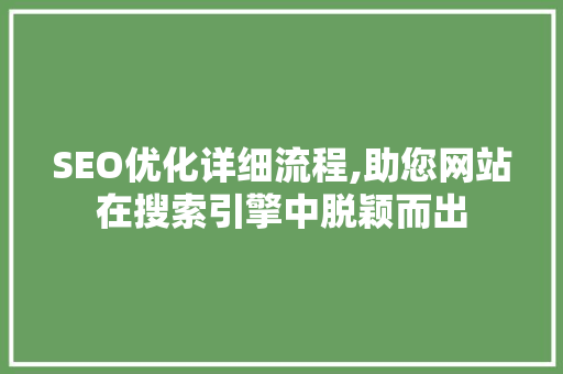 SEO优化详细流程,助您网站在搜索引擎中脱颖而出