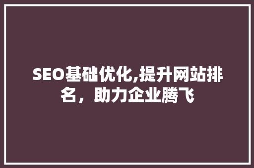 SEO基础优化,提升网站排名，助力企业腾飞