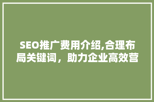 SEO推广费用介绍,合理布局关键词，助力企业高效营销
