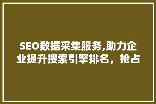SEO数据采集服务,助力企业提升搜索引擎排名，抢占市场份额  第1张