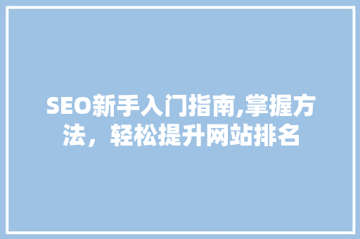 SEO新手入门指南,掌握方法，轻松提升网站排名