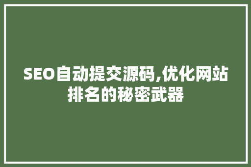 SEO自动提交源码,优化网站排名的秘密武器