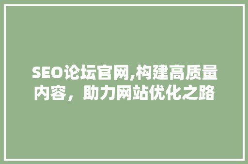 SEO论坛官网,构建高质量内容，助力网站优化之路