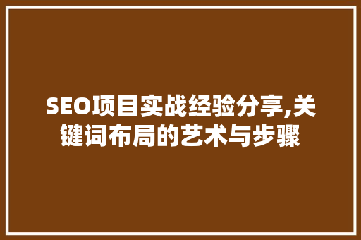 SEO项目实战经验分享,关键词布局的艺术与步骤