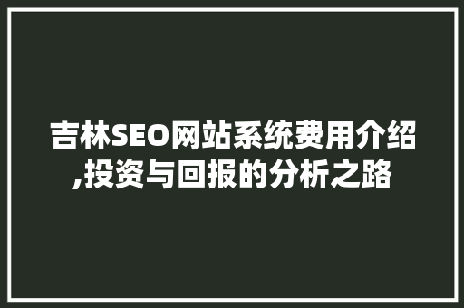 吉林SEO网站系统费用介绍,投资与回报的分析之路  第1张