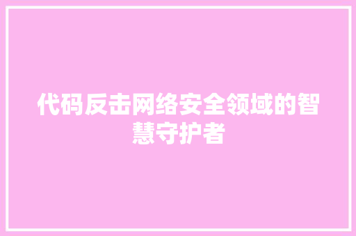 代码反击网络安全领域的智慧守护者