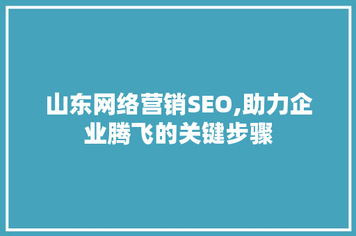山东网络营销SEO,助力企业腾飞的关键步骤