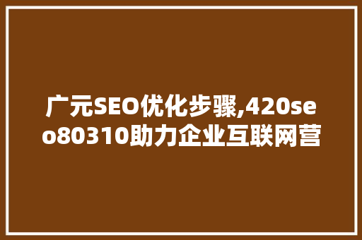 广元SEO优化步骤,420seo80310助力企业互联网营销