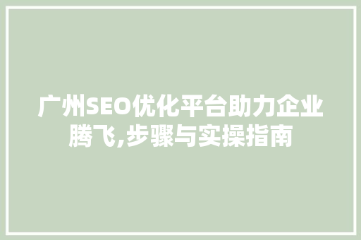 广州SEO优化平台助力企业腾飞,步骤与实操指南