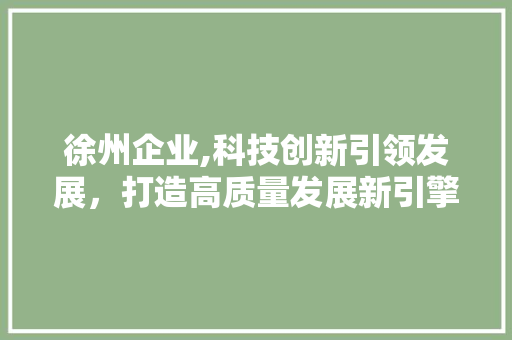 徐州企业,科技创新引领发展，打造高质量发展新引擎  第1张