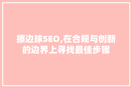 擦边球SEO,在合规与创新的边界上寻找最佳步骤