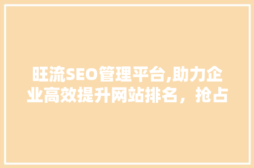 旺流SEO管理平台,助力企业高效提升网站排名，抢占网络市场先机  第1张