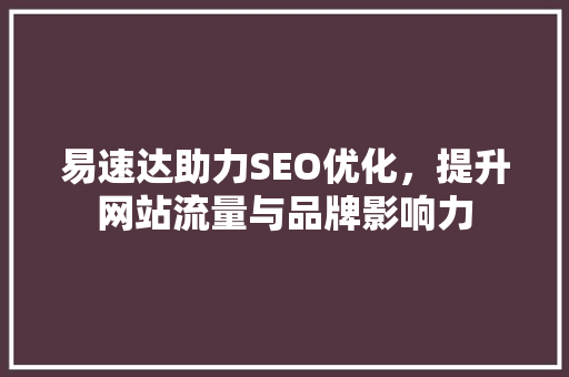 易速达助力SEO优化，提升网站流量与品牌影响力