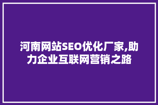 河南网站SEO优化厂家,助力企业互联网营销之路