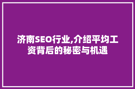 济南SEO行业,介绍平均工资背后的秘密与机遇
