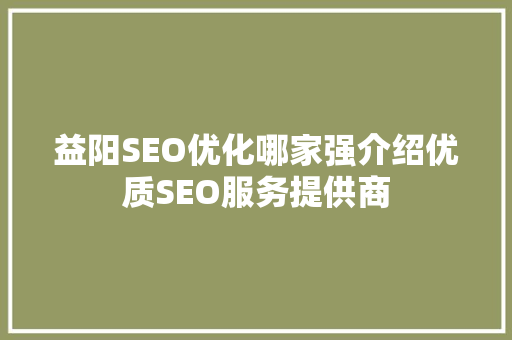 益阳SEO优化哪家强介绍优质SEO服务提供商