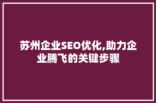 苏州企业SEO优化,助力企业腾飞的关键步骤  第1张