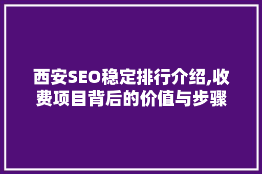 西安SEO稳定排行介绍,收费项目背后的价值与步骤