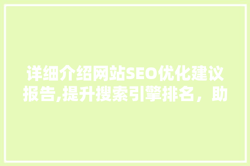 详细介绍网站SEO优化建议报告,提升搜索引擎排名，助力企业腾飞