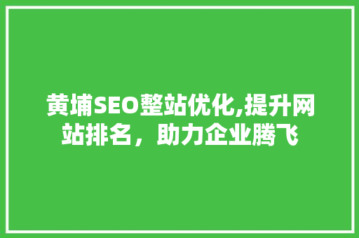 黄埔SEO整站优化,提升网站排名，助力企业腾飞